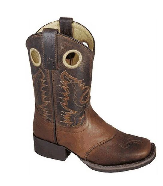 le bos Smoky Mountain Brown Embossed Luke Round Toe Wide Square Toe Youth Size Boots (Sizes 3.5-7) 2481Y-SM