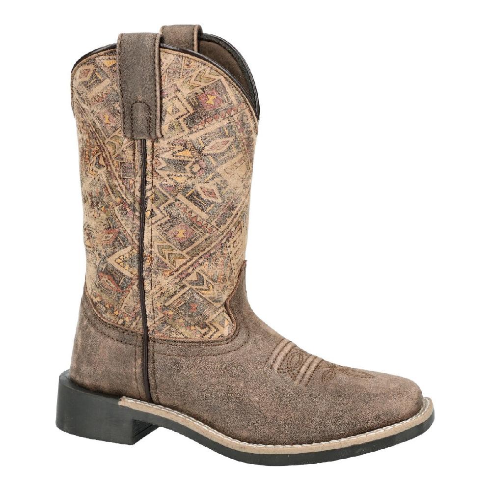 le bos Smoky Mountain Chocolate Oasis with Tan Aztec Top Kids Square Toe Western Boots 3413C ( Sizes 3.5-7)