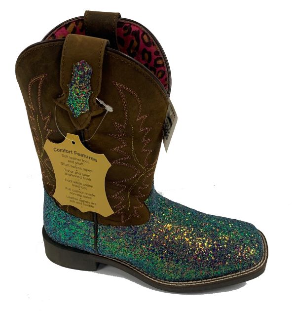 le bos Smoky Mountain Pastel Glitter and Crazy Horse Ariel Childrens Western Boots 3077C