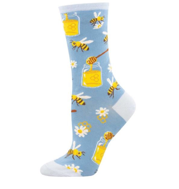 Le Bos Socksmith Blue Bee My Honey Women's Crew Socks WNC2271-BLU