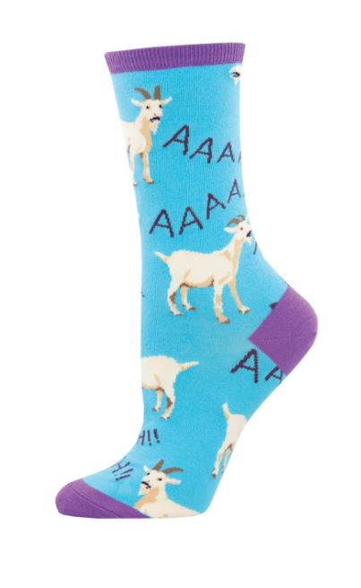le bos Socksmith Blue Screaming Goats Women's Crew Socks WNC2014-BLU