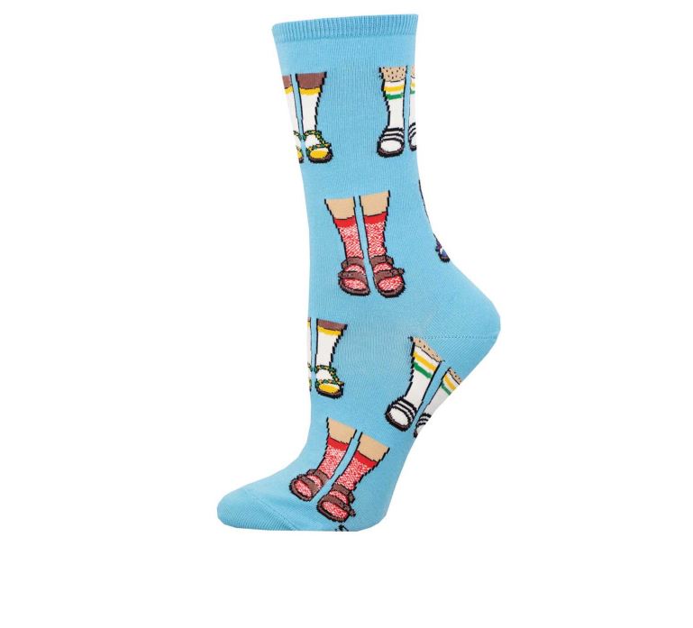 le bos Socksmith Blue Socks and Sandals Women's Crew Socks WNC3248-BLU