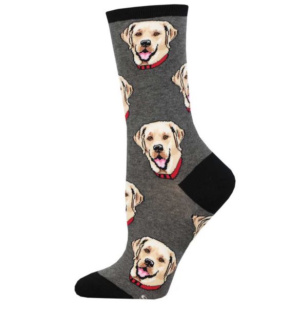le bos Socksmith Charcoal Labrador Women's Crew Socks WNC3079-CHH