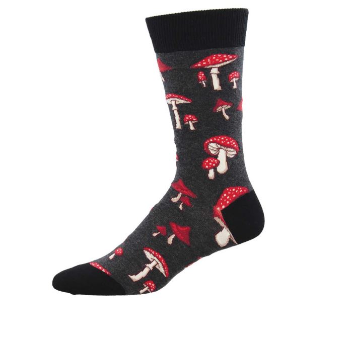 le bos Socksmith Charcoal Pretty Fly for a Fungi Men's Crew Socks MNC2429-CHH
