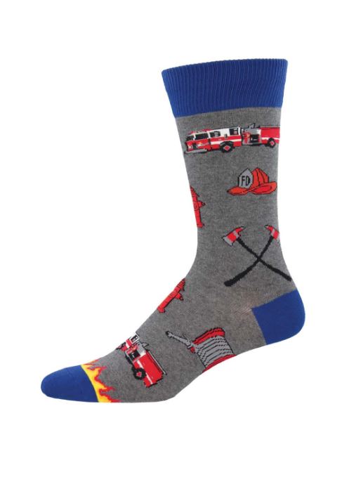 le bos Socksmith Gray Heather Firefighter Men's Crew Socks MNC813-HEG