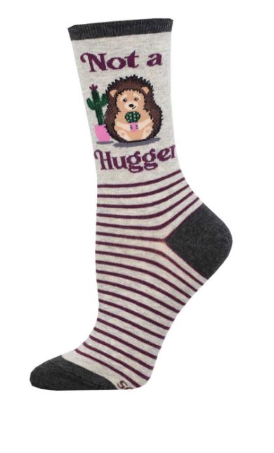 le bos Socksmith Gray Heather Not a Hugger Women's Crew Socks WNC3084-HEG