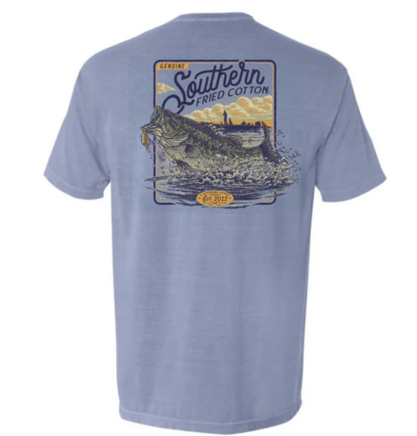 le bos Southern Fried Cotton Ice Blue Hooked Short Sleeve T-Shirt SFM12068