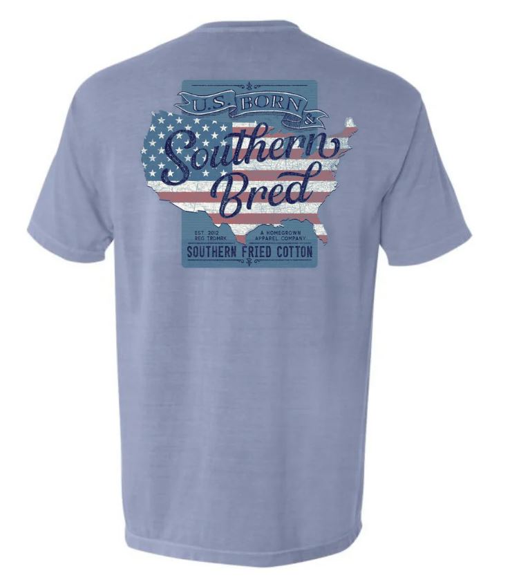 le bos Southern Fried Cotton Ice Blue US Born Short Sleeve Tshirt SFM12050