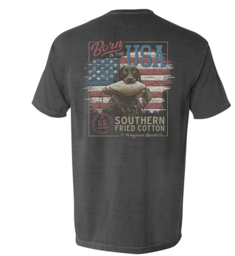 le bos Southern Fried Cotton Pepper Born In the USA Short Sleeve T-Shirt SFM12056