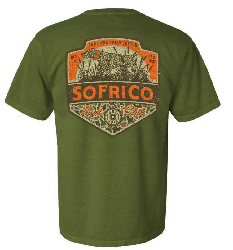 le bos Southern Fried Cotton Sage Green Pointer Label Short Sleeve Tshirt SFM12051
