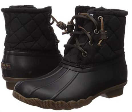 Le Bos Sperry Black Matte Children Salwater Water Resistant Boots STK161233