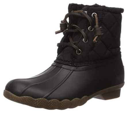 le bos Sperry Black Matte Children Salwater Water Resistant Boots STK161233