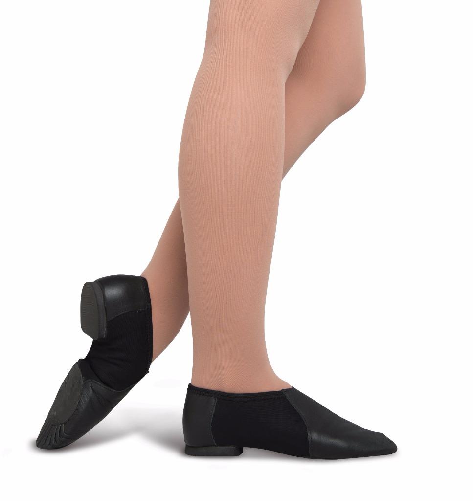 le bos SSJB51 Black Leather With Elastic Neoprene Jazz Shoes