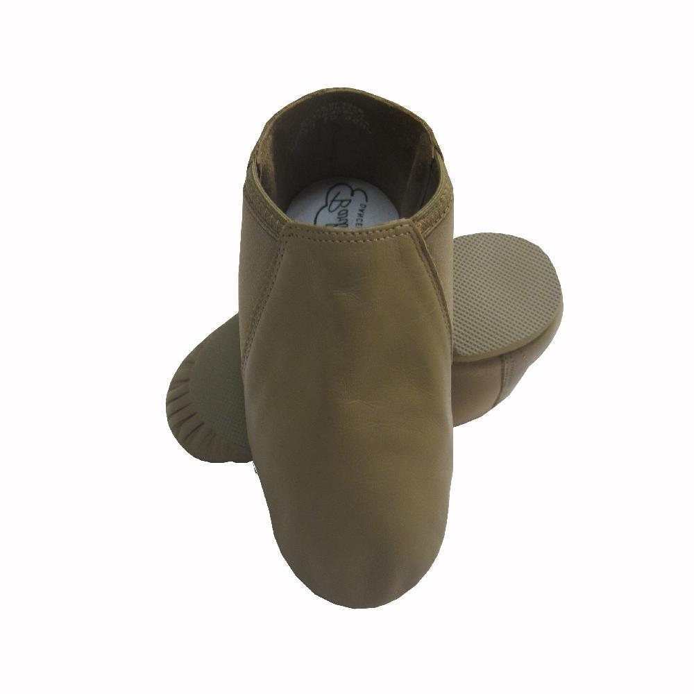 le bos SSJB56 Adult Tan Leather With Elastic Neoprene Jazz Shoes