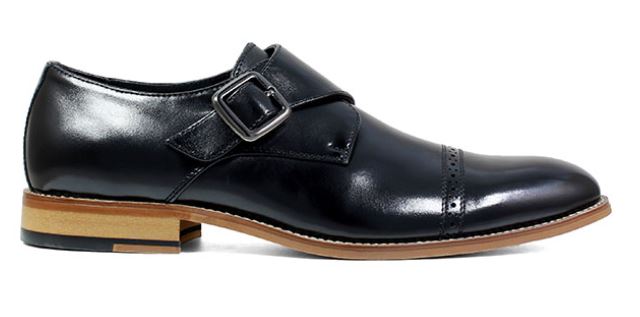 Le Bos Stacy Adams Black Desmond Cap Toe Monk Strap Mens Dress Shoes 25162-001