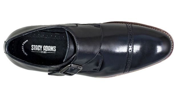 Le Bos Stacy Adams Black Desmond Cap Toe Monk Strap Mens Dress Shoes 25162-001