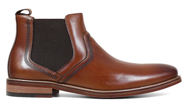 Le Bos Stacy Adams Cognac Altair Plain Toe Chelsea Mens Dress Boots 25301-221