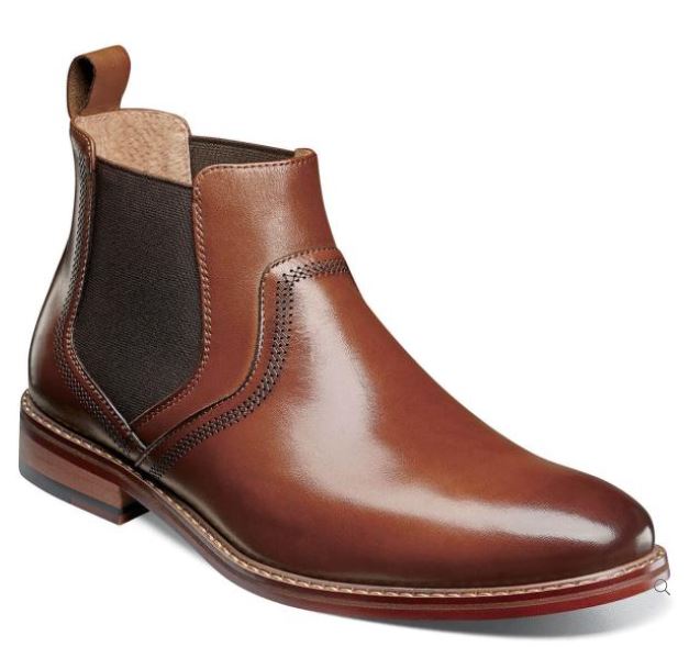 le bos Stacy Adams Cognac Altair Plain Toe Chelsea Mens Dress Boots 25301-221
