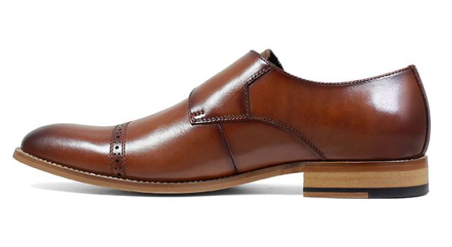 Le Bos Stacy Adams Cognac Desmond Cap Toe Monk Strap Mens Dress Shoes 25162-221