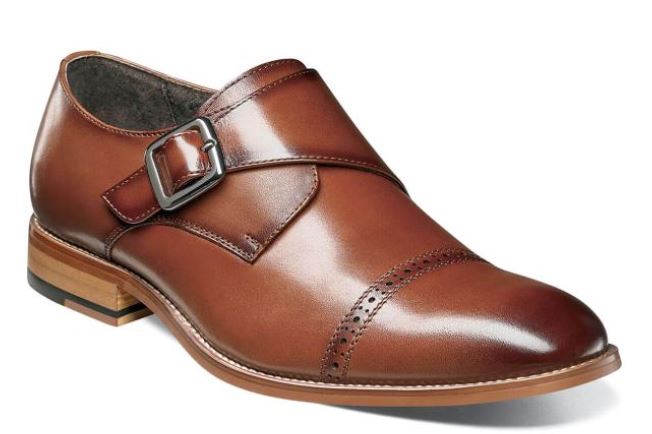 le bos Stacy Adams Cognac Desmond Cap Toe Monk Strap Mens Dress Shoes 25162-221