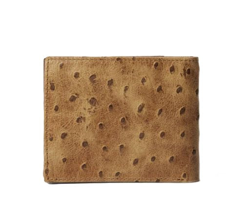 Le Bos Stetson Brown/California Nut Men's Bifold Ostrich Print Leather Wallet 9802002-229