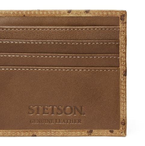 Le Bos Stetson Brown/California Nut Men's Bifold Ostrich Print Leather Wallet 9802002-229