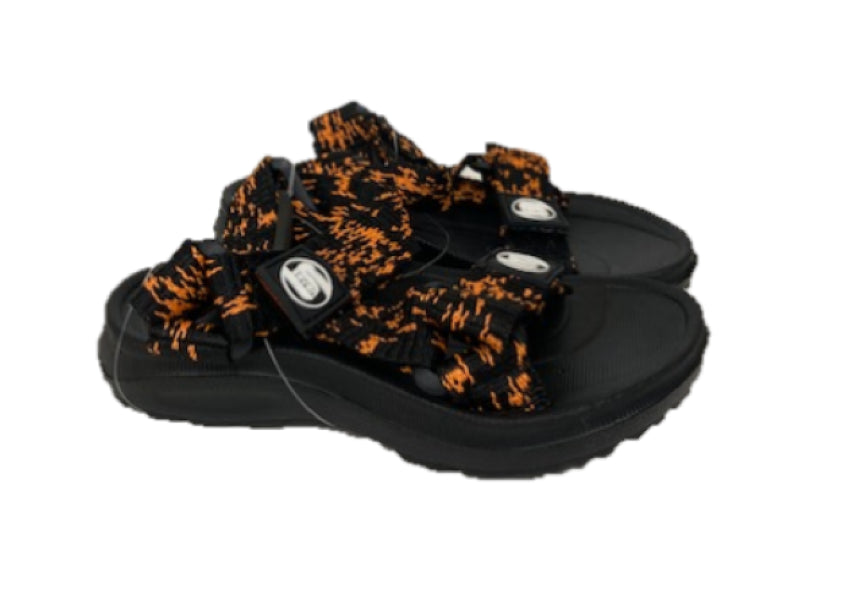 le bos Surf7 Black and Orange Adjustable Velcro 2 Strap Toddler Sandals FF382T-BLKORG