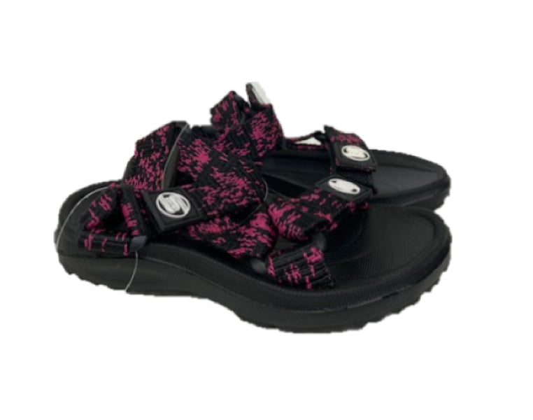 le bos Surf7 Black and Pink Adjustable Velcro 2 Strap Toddler Sandals FF382T-BLKPNK