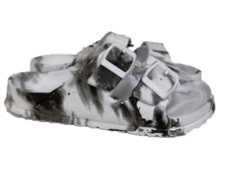 le bos Surf7 Black and White Childrens Double Buckle Slides FF283B-BLKWHT