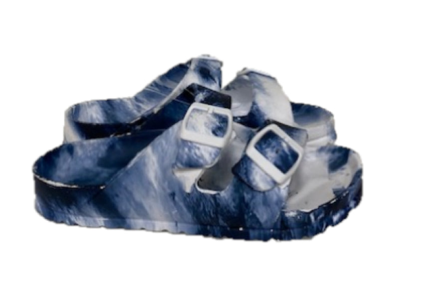 le bos Surf7 Blue and White Childrens Double Buckle Slides FF283B-BLUEWHT