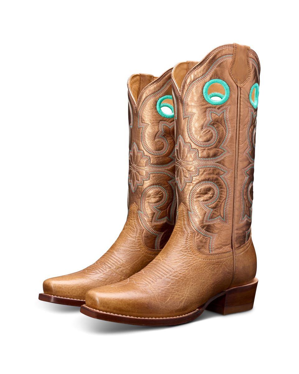 Le Bos Tecovas Tan/Copper The Marion Women's Bison 13 Inch Cutter Toe Horseman Boots MARION-TAN