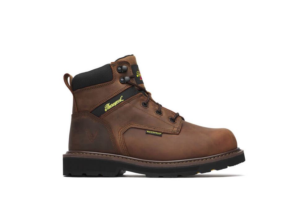 Le Bos Thorogood Brown 6 Inch Crazy Horse Waterproof Composite Safety Toe Men's Work Boots 804-4143
