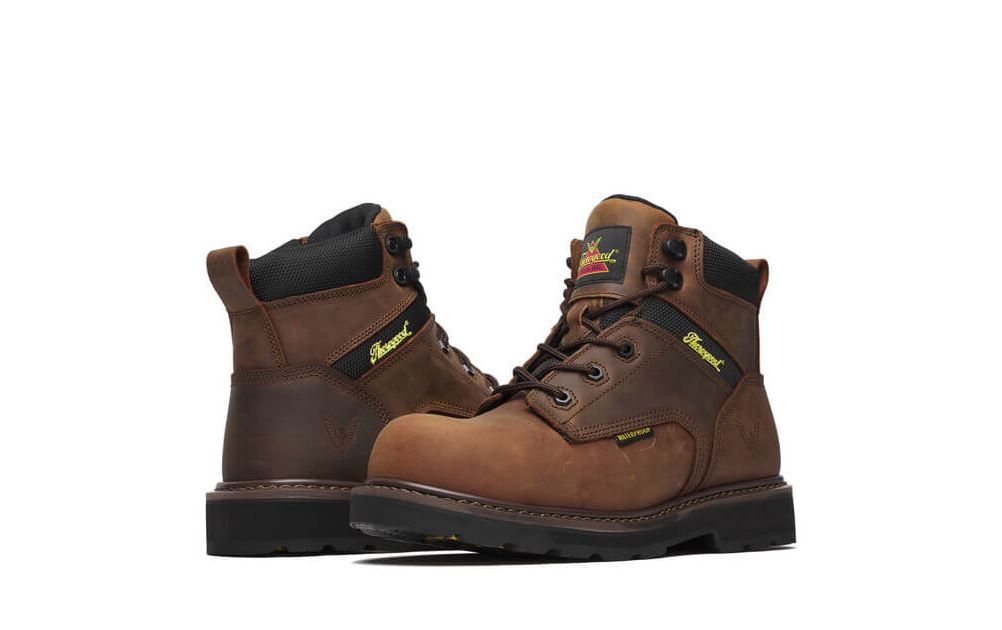 Le Bos Thorogood Brown 6 Inch Crazy Horse Waterproof Composite Safety Toe Men's Work Boots 804-4143