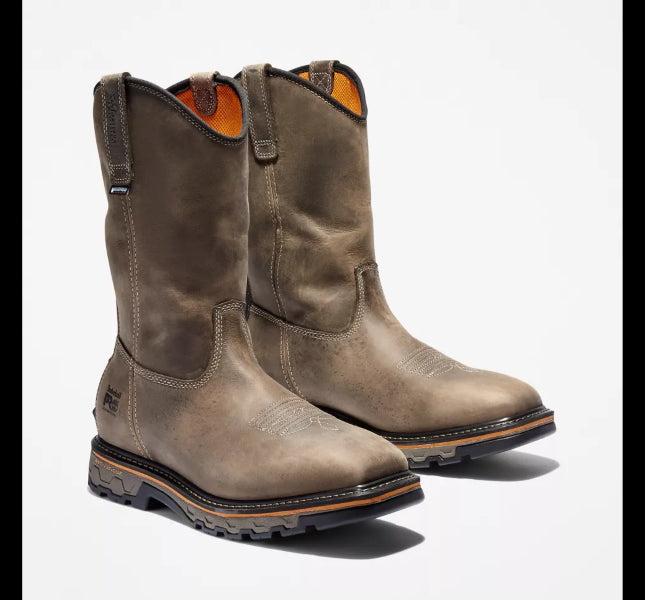 Le Bos Timberland Brown Full Grain Leather True Grit Mens Soft Toe Pull On Waterproof Work Boots A24AJ