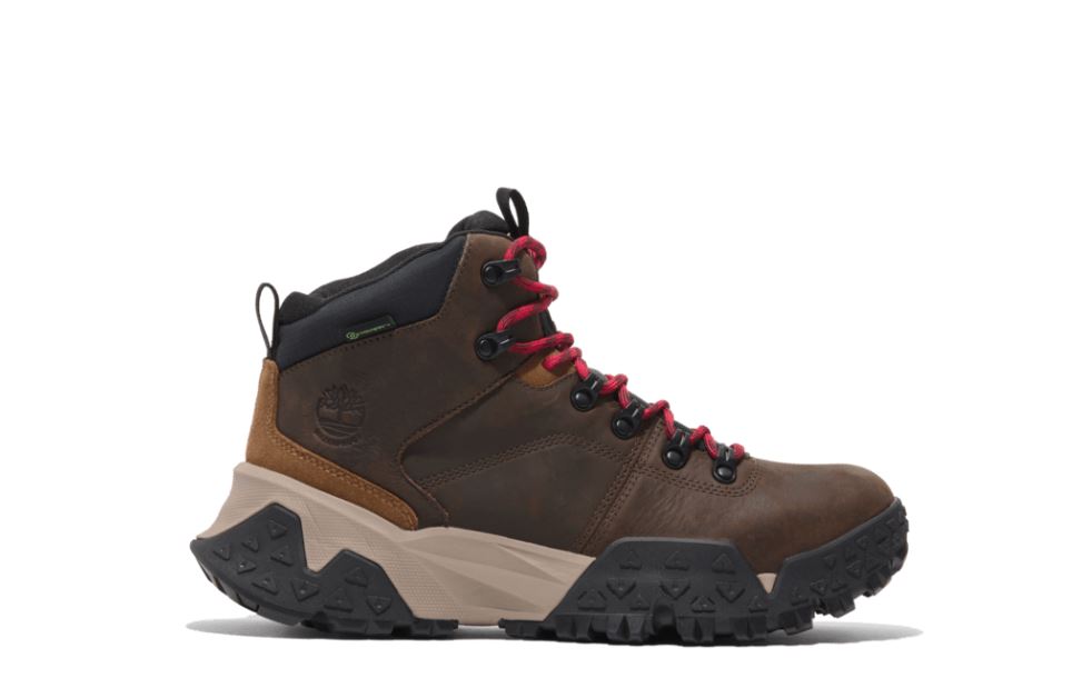 le bos Timberland Medium Brown Full Grain Motion Scramble Mid Lace Up Men's Waterproof Hiking Boots TB0ACENEM4