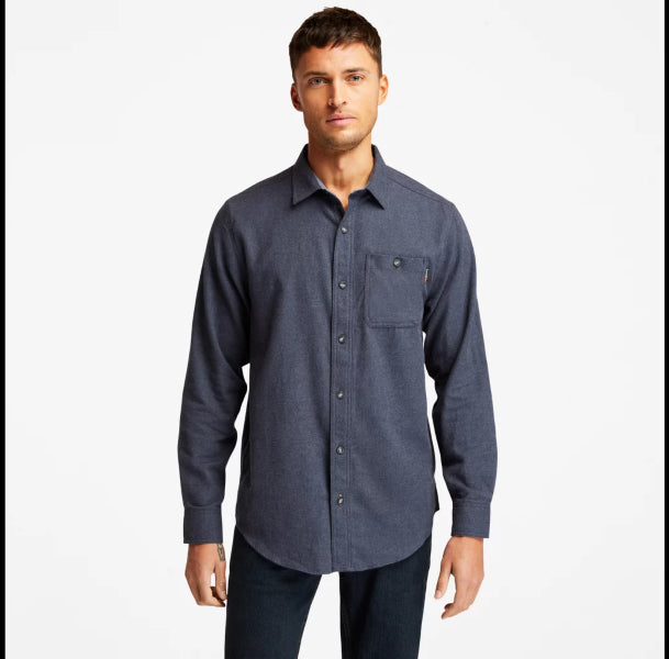 le bos Timberland Navy Heather Timberland Pro Woodfort Midwight Flannel Work Shirt TB0A1V49440