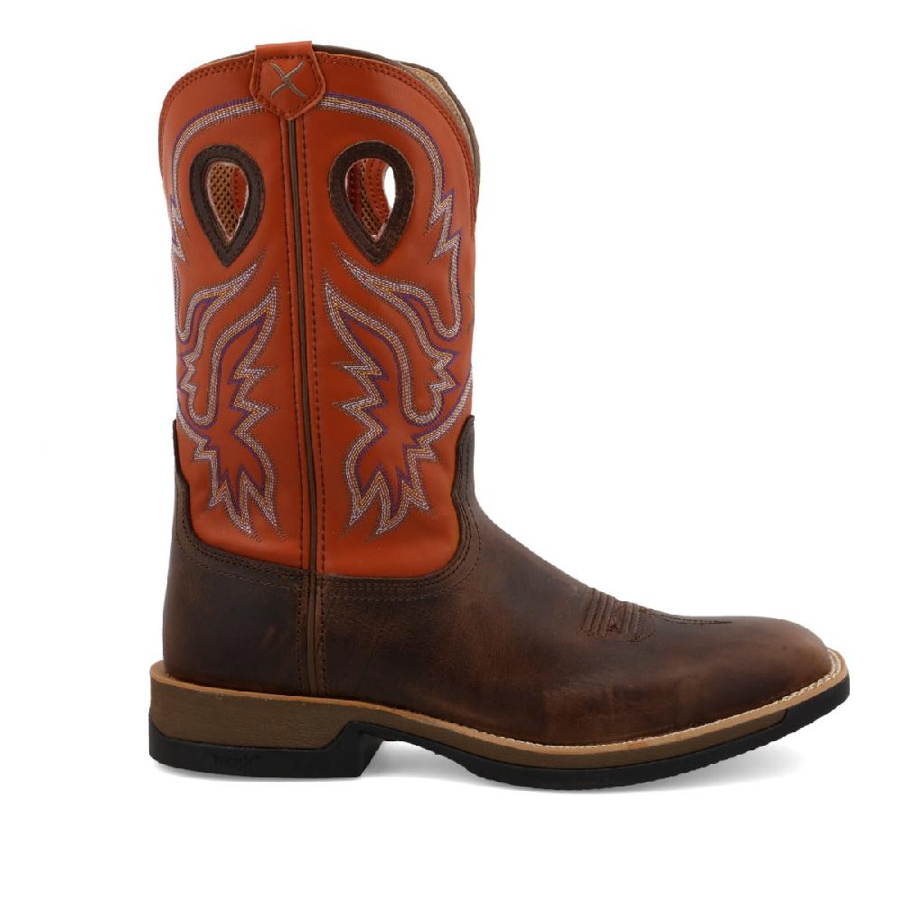 Le Bos Twisted X Brown/Orange Tech X 12 Inch Wide Square Toe Men's Western Boots MXW0006