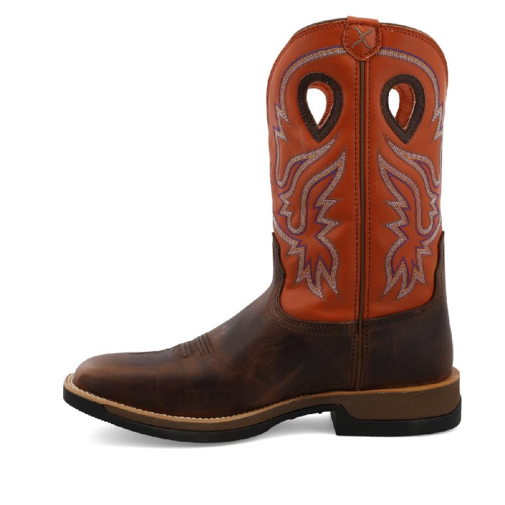 Le Bos Twisted X Brown/Orange Tech X 12 Inch Wide Square Toe Men's Western Boots MXW0006