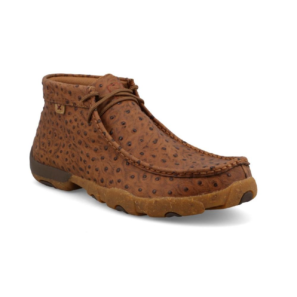 le bos Twisted X Ostrich Print Leather Upper Men's Chukka Driving Moc MDM0100
