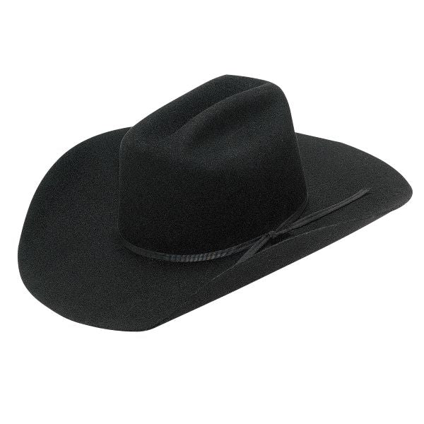 le bos Twister Black Wool Youth Sized Wool Cowboy Hat with Ribbon T7234001