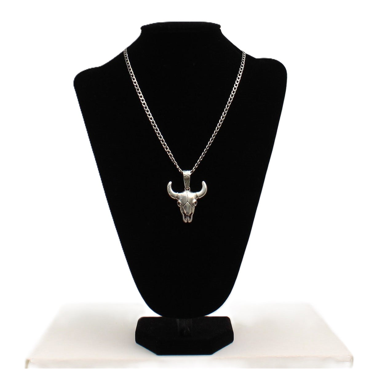 le bos Twister Silver Longhorn Head 22 inch Necklace 32148