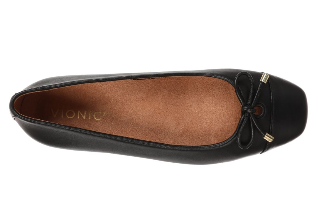 Le Bos Vionic Black Leather Klara Women's Ballet Flats KLARA-001