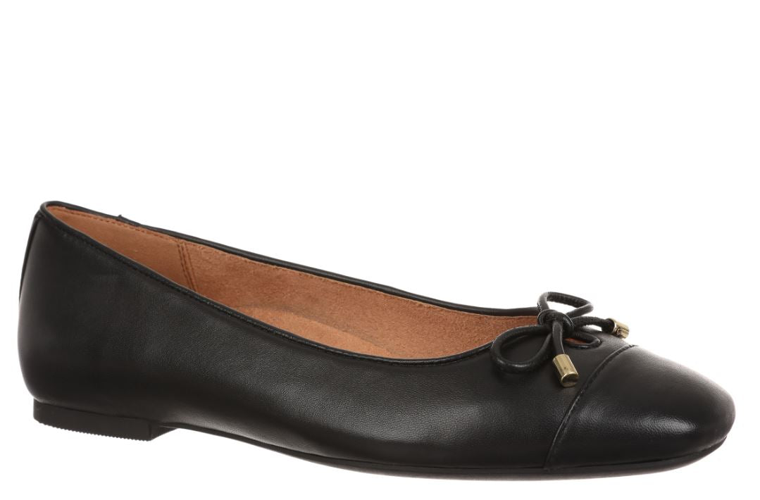 le bos Vionic Black Leather Klara Women's Ballet Flats KLARA-001