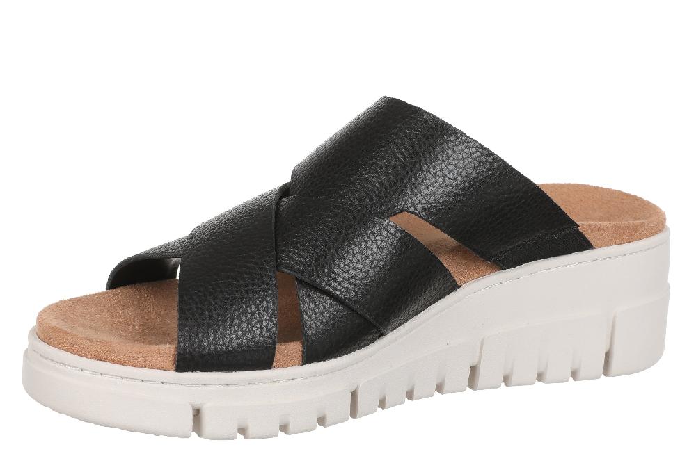 Le Bos Vionic Black Leather Uptown Sunset Women's Wedge Sandals J3196L1001