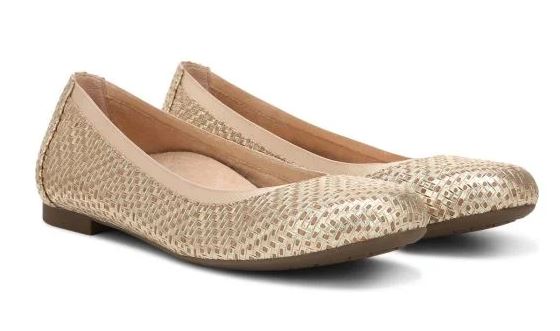 Le Bos Vionic Gold Leather Anita Flat Womens Ballet Flats