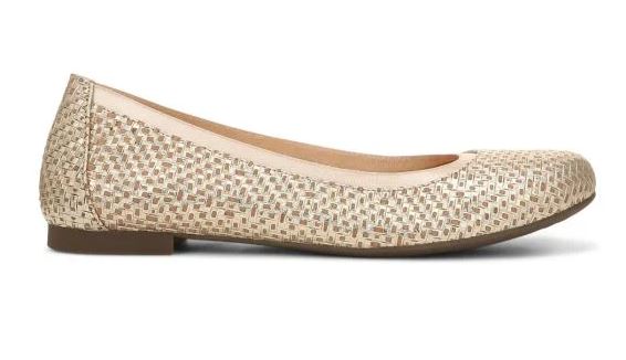 Le Bos Vionic Gold Leather Anita Flat Womens Ballet Flats
