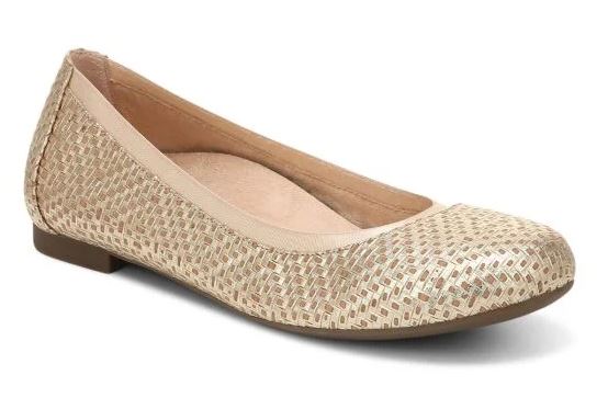 le bos Vionic Gold Leather Anita Flat Womens Ballet Flats