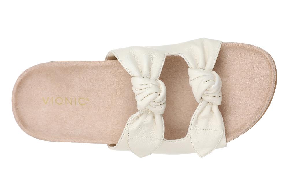 Le Bos Vionic Ivory Leather Elara Women's Slide Sandals ELARA-100