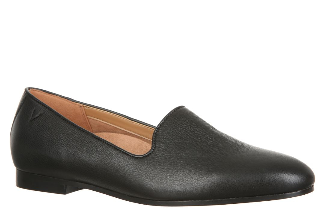 le bos Vionic Onyx Leather Willa II Women's Slip on Flat Shoes WILLAII-005