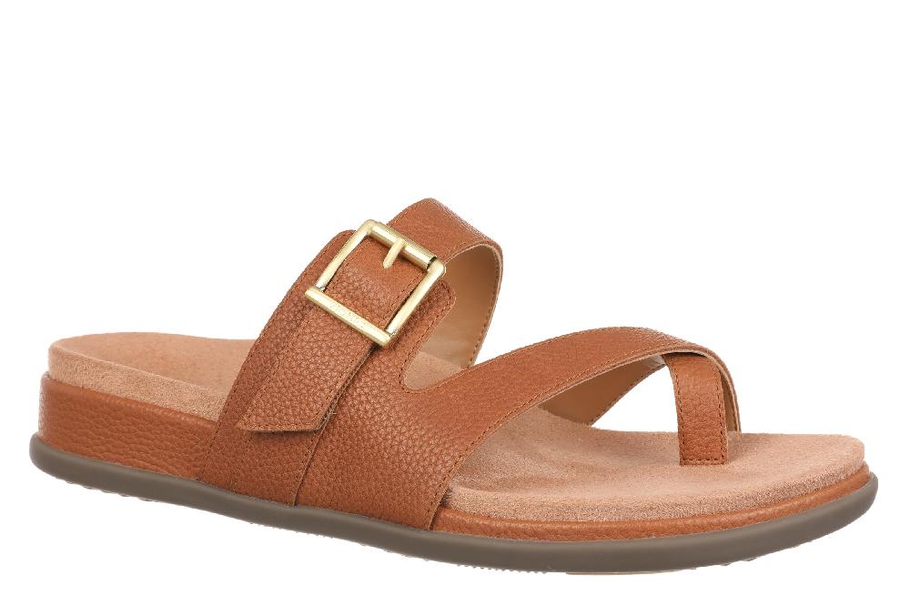 le bos Vionic Tan Leather Carmela Women's Strappy Toe Loop Sandals CARMELA-200